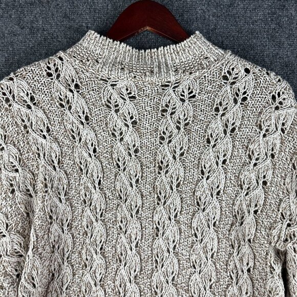 David Brett Sweater Womens Large Beige Loose Knit Ribbed Hem Pullover - Picture 7 of 7